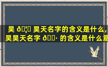 吴 🦄 昊天名字的含义是什么,吴昊天名字 🕷 的含义是什么意思